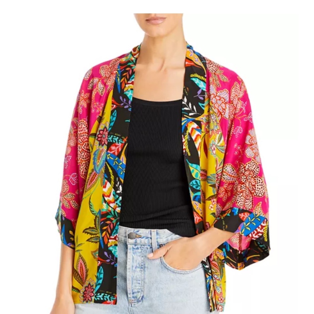 Johnny Was Martina Silk Easy Open Front Kimono Small